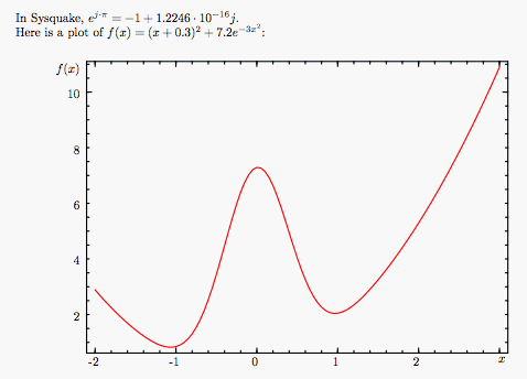 Sysquake for LaTeX example rendered by pdflatex